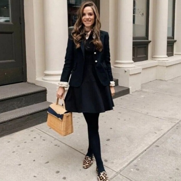 Gal Meets Glam sz 4 Celeste Fit n Flare Dress Long Sleeve Tiered Classic Black - Picture 7 of 7